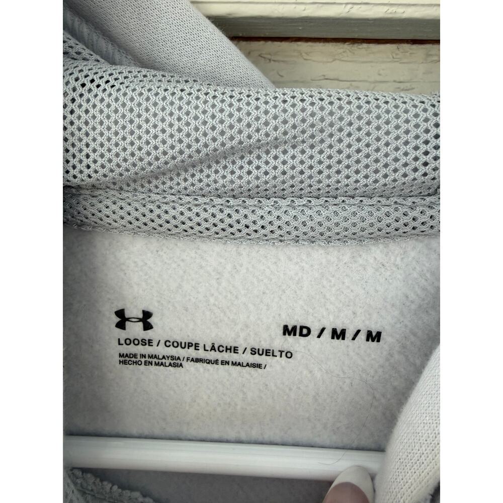 Under Armour Colorblock Hoodie Medium | Blue Gray Camo Athletic Pullover - Picture 4 of 7